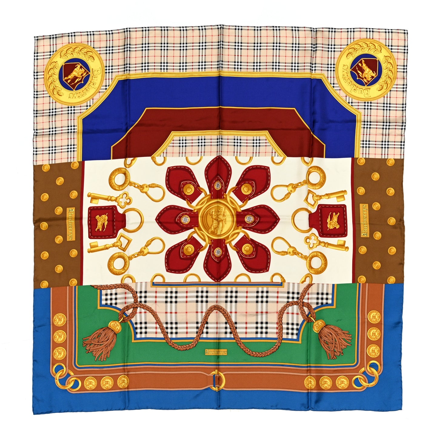 Silk Patchwork Pocket Watch Square Scarf Multicolor
