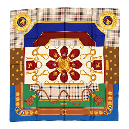 Burberry Silk Patchwork Pocket Watch Square Scarf Multicolor 1 of 4