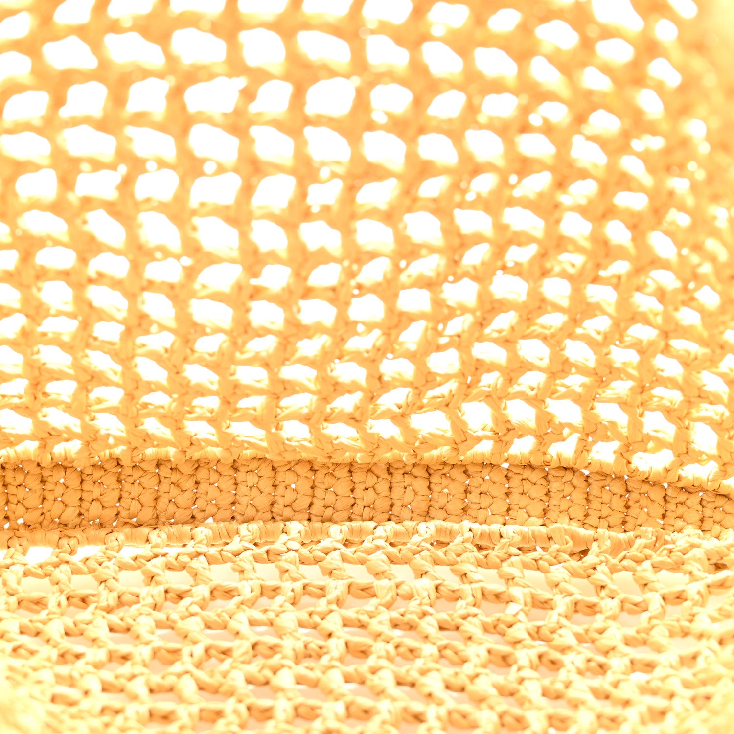 Prada Yarn Raffia Effect Crochet Logo Embroidered Tote Bag Naturale 5 of 10