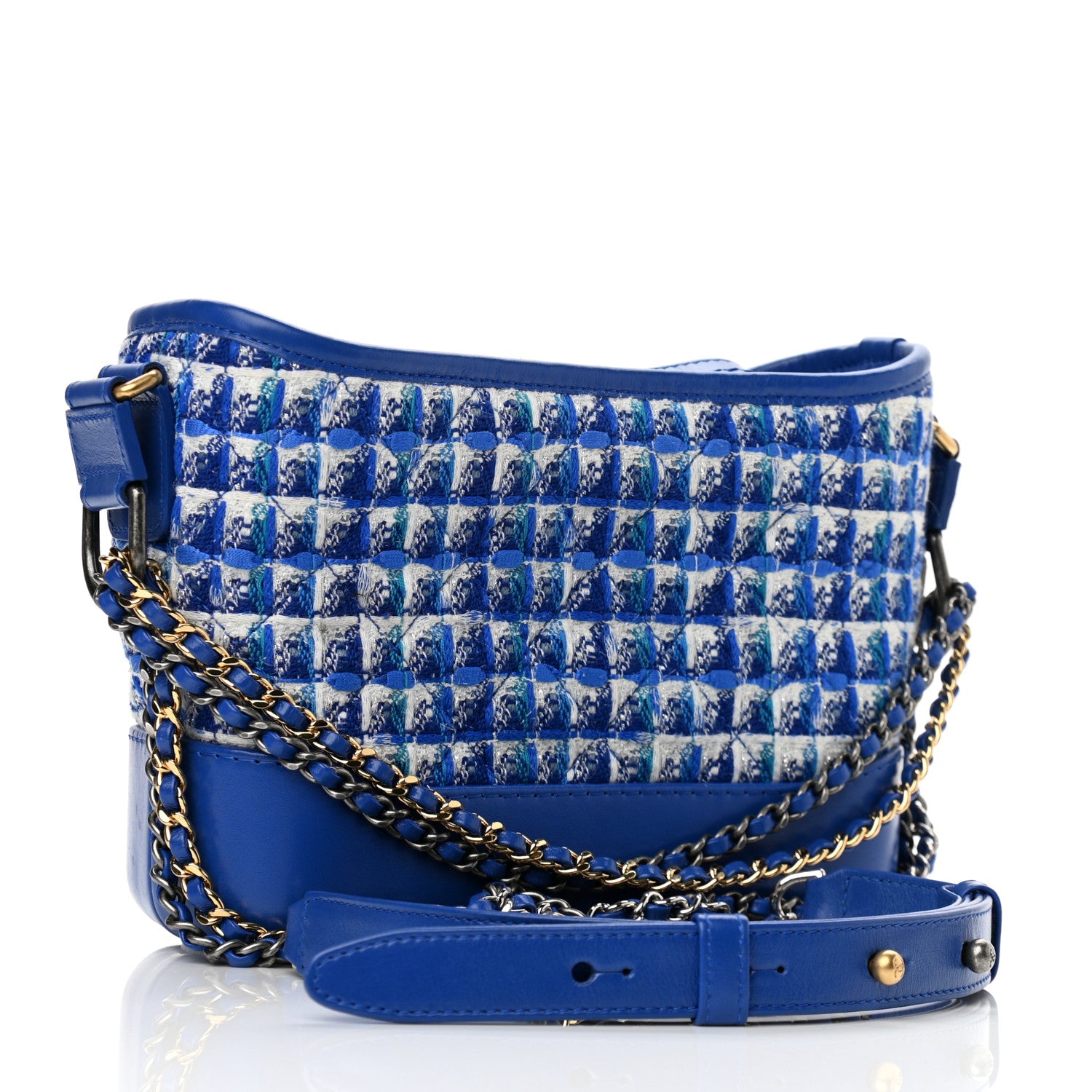 Chanel Tweed Calfskin Small Gabrielle Hobo Royal Blue 3 of 11