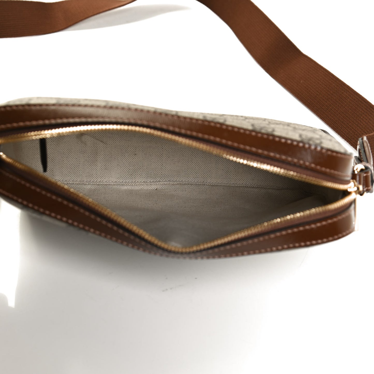 GG Supreme Monogram Azalea Calfskin Retro Interlocking G Messenger Shoulder Bag Beige Ebony Brown Sugar