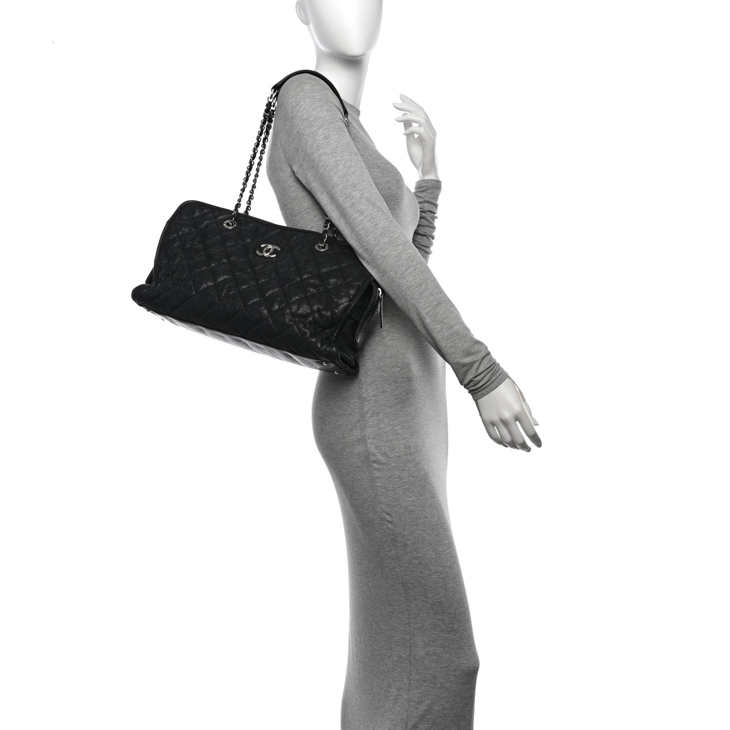 Caviar Quilted French Riviera Tote Black
