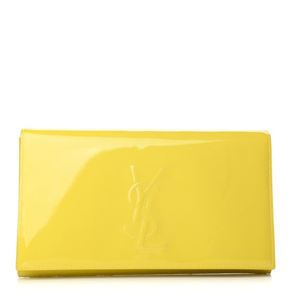 Saint Laurent Patent Calfskin Monogram Large Belle De Jour Clutch Yellow 1 of 4
