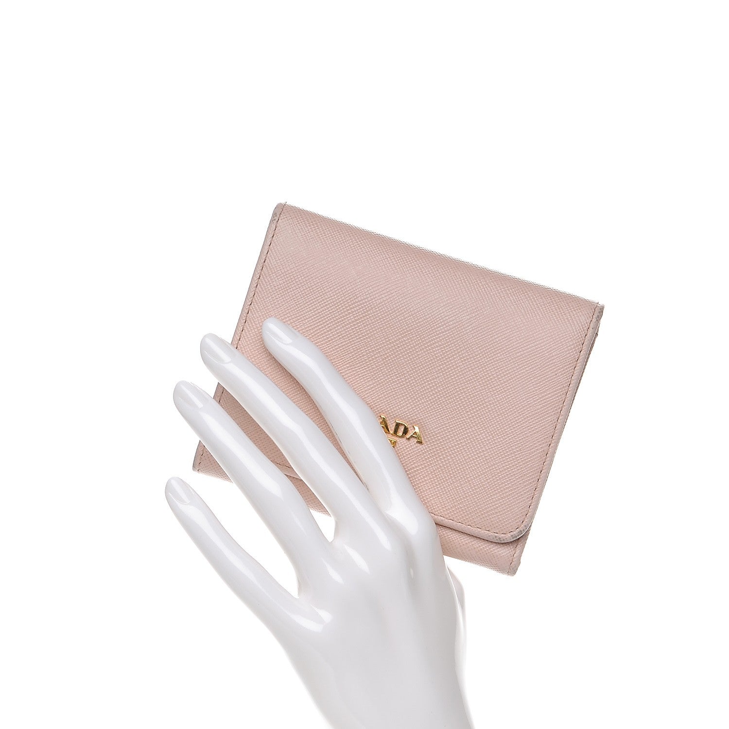 Prada Saffiano Metal Tri-Fold Compact Wallet Cipria 2 of 12