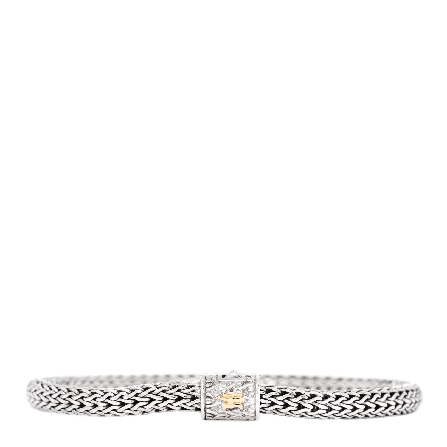 John Hardy Sterling Silver 18K Yellow Gold Diamond 4.75mm Classic Chain Bracelet 1 of 4