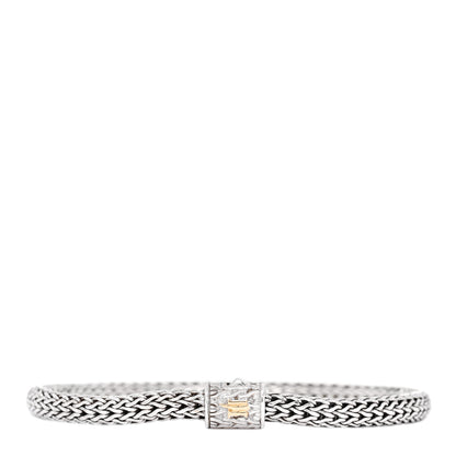 John Hardy Sterling Silver 18K Yellow Gold Diamond 4.75mm Classic Chain Bracelet 1 of 4