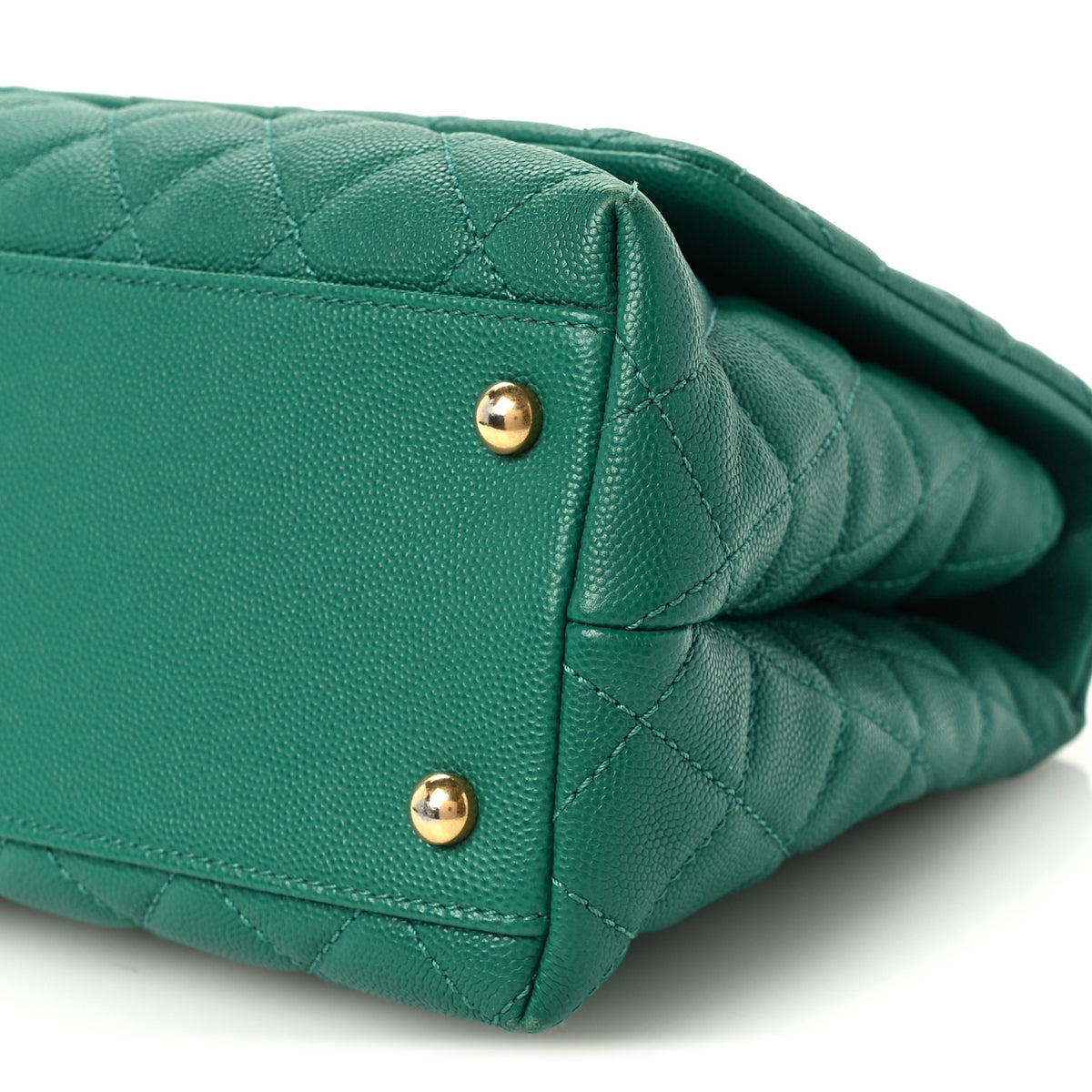 Caviar Quilted Small Coco Handle Flap Green