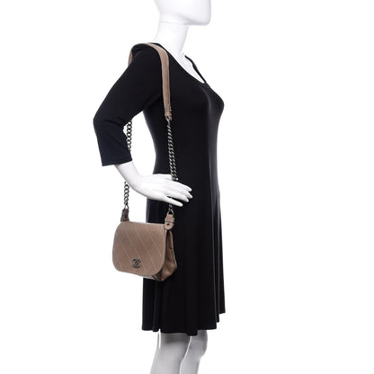 Chanel Calfskin Stitched Mini Highlander Messenger Taupe 2 of 12