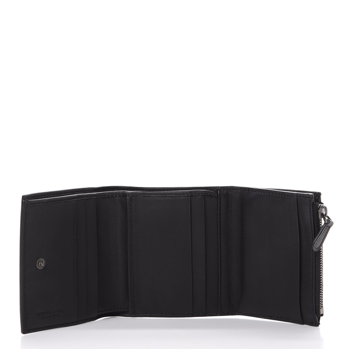 Nappa Intrecciato Tri-Fold Wallet Black