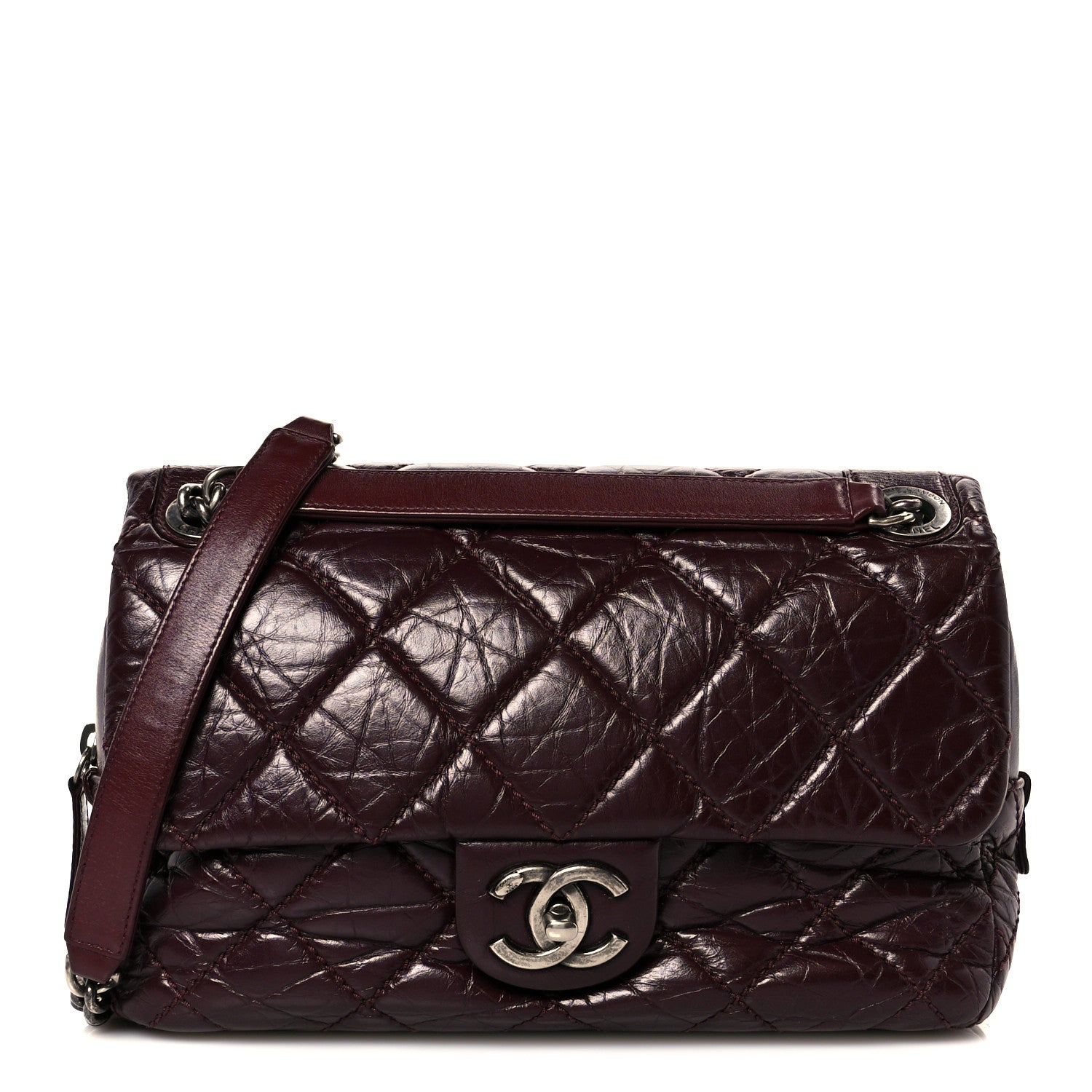 Chanel Aged Calfskin Medium New Portobello Flap Burgundy 1 of 11
