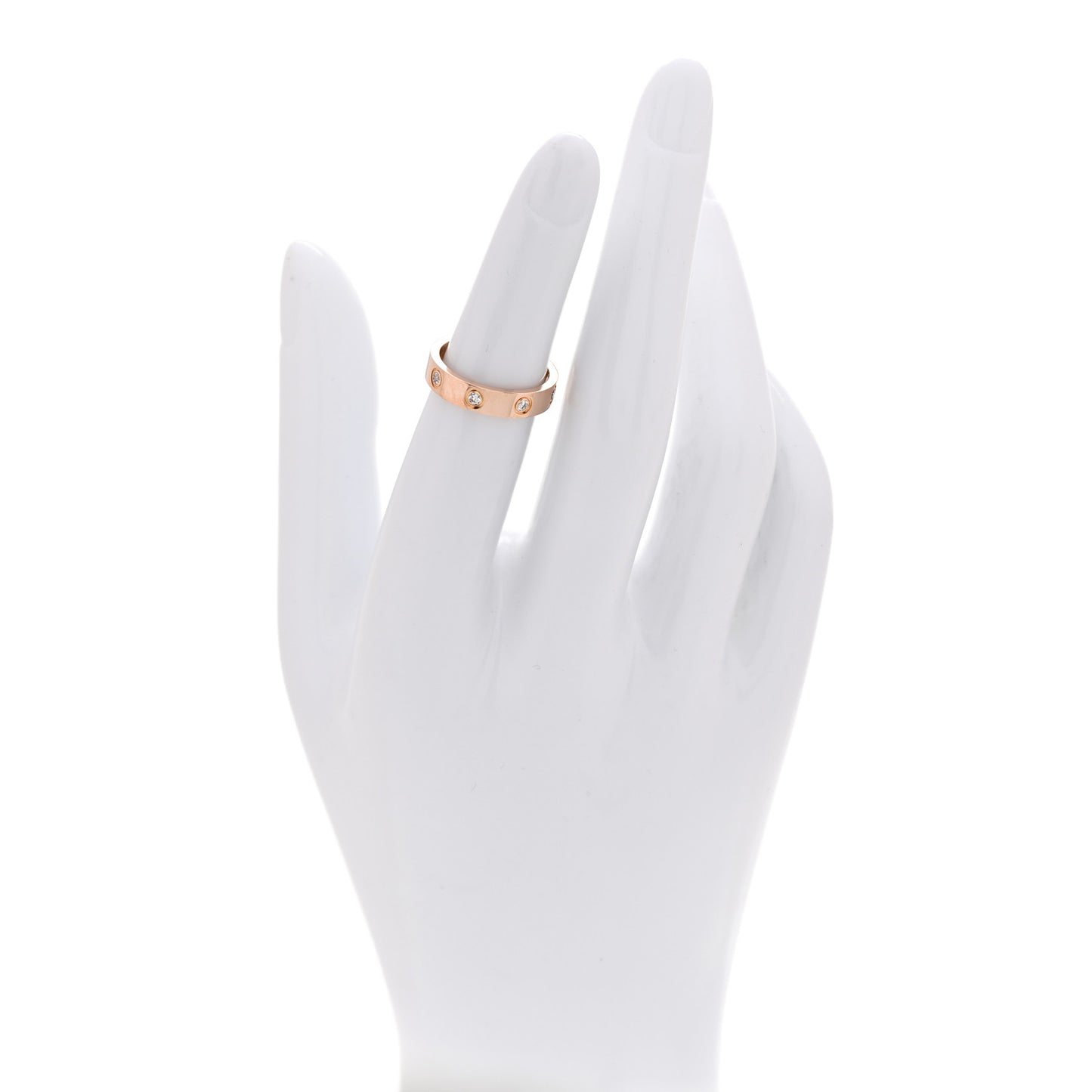 18K Pink Gold 8 Diamond 4mm LOVE Wedding Band Ring 49 5