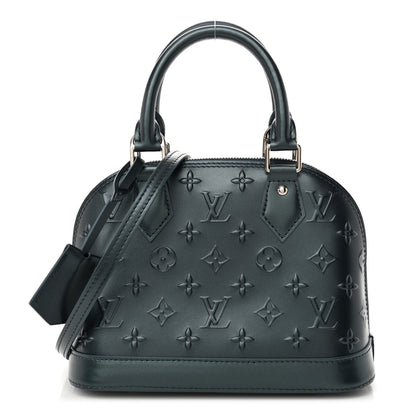 Louis Vuitton Metallic Calfskin Debossed Monogram Alma BB Steel Blue 1 of 9