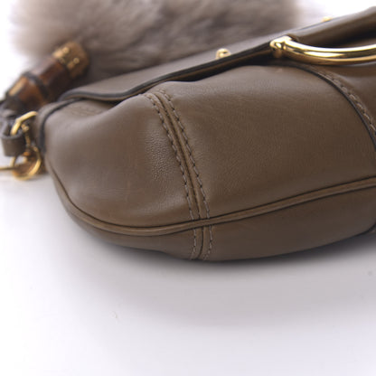 Gucci Calfskin Raccoon Tail Small Smilla Chain Bag Green 6 of 10