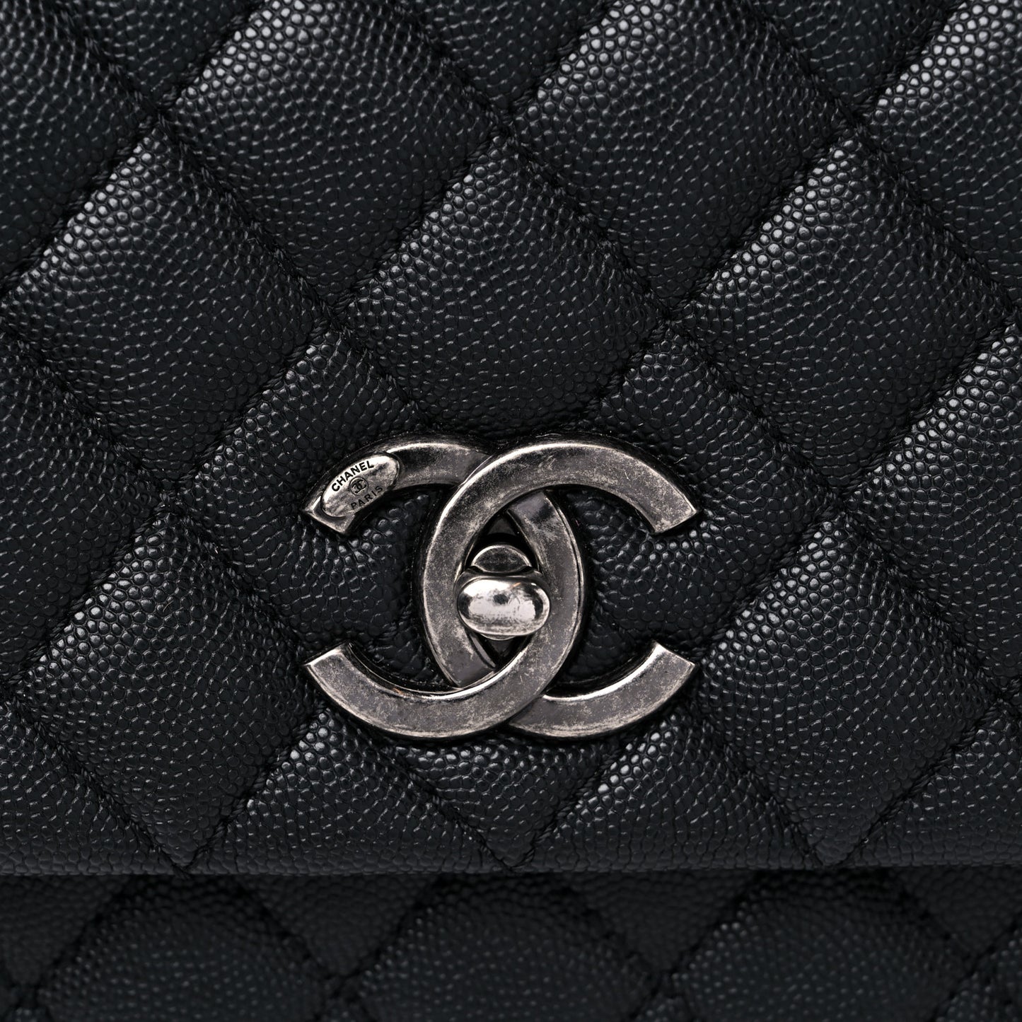 Caviar Quilted Small Coco Handle Flap Black