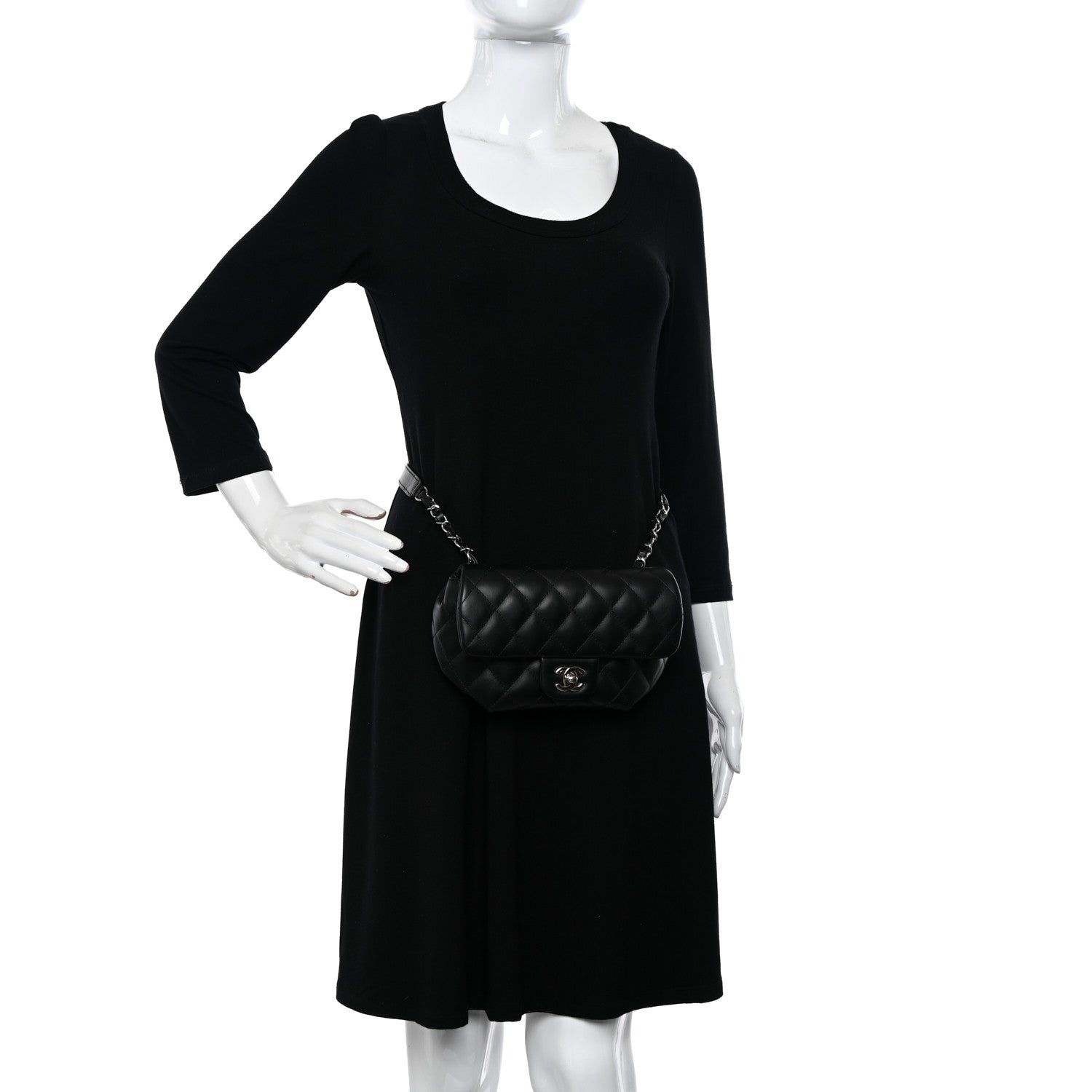 Chanel Calfskin Quilted CC Uniform Flap Belt Bag Black 3 of 12