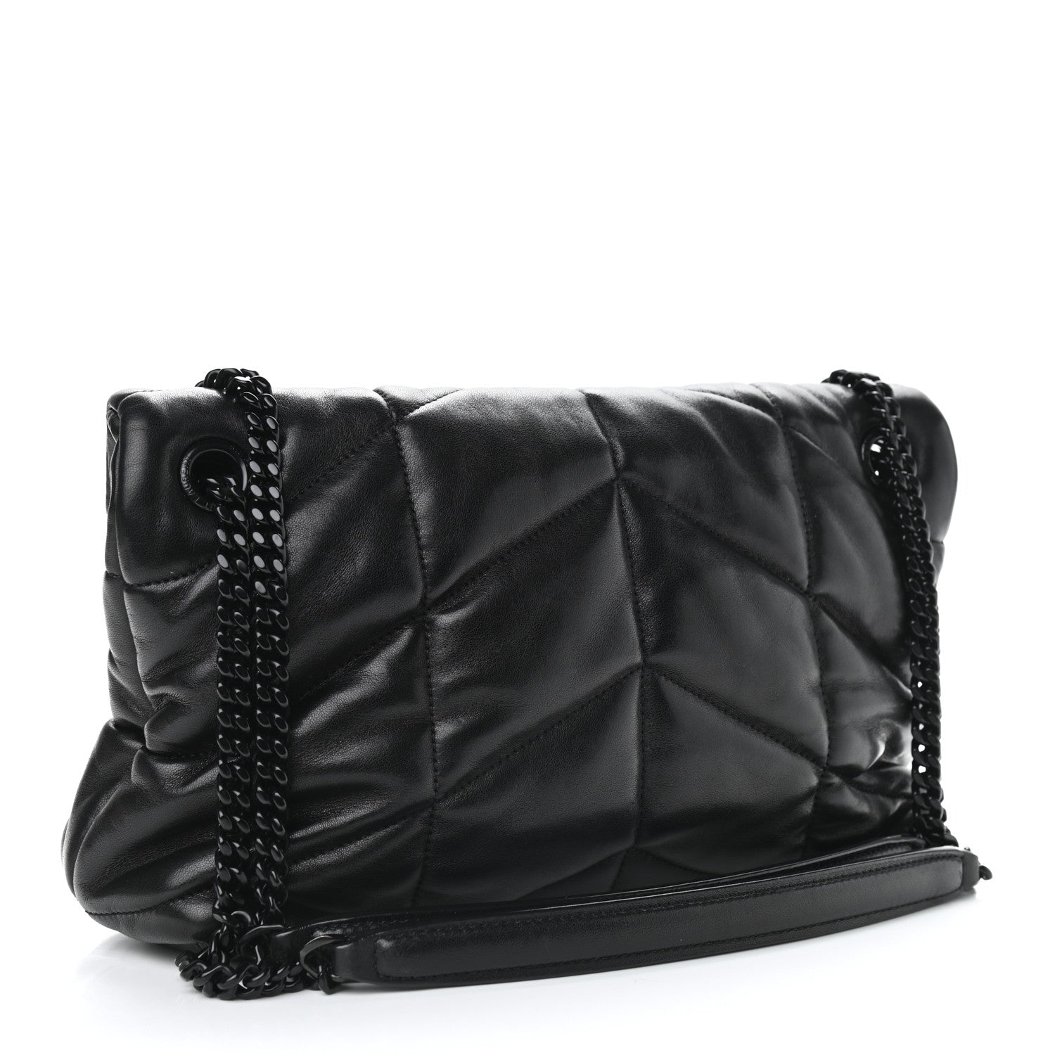 Saint Laurent Lambskin Quilted Small Loulou Puffer Monogram Chain Satchel Black 3 of 10