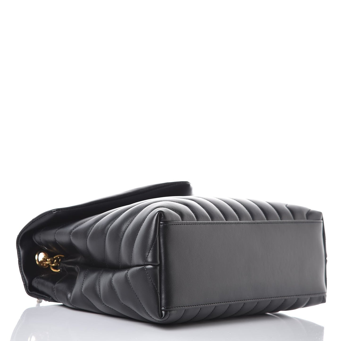 Calfskin Y Quilted Monogram Medium Loulou Chain Satchel Black
