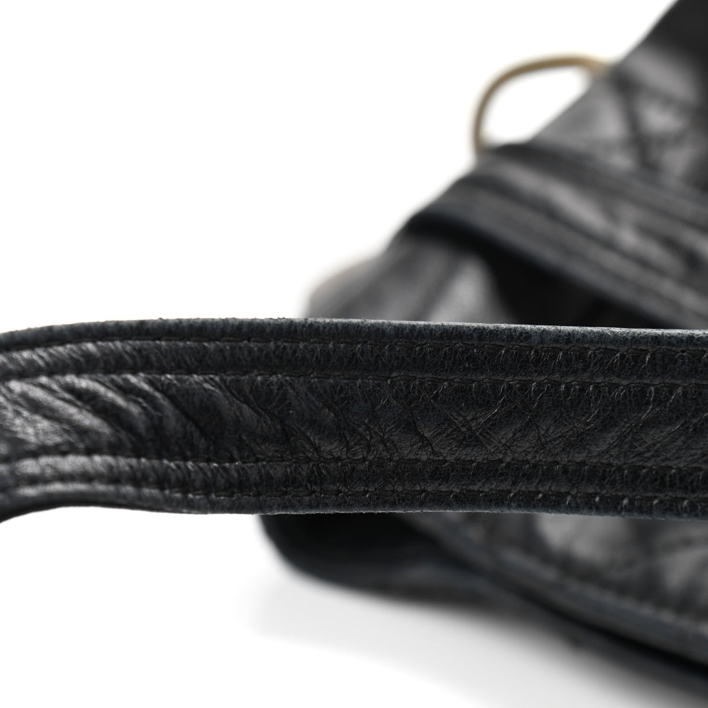 Lambskin Cannage Drawstring Bag Black