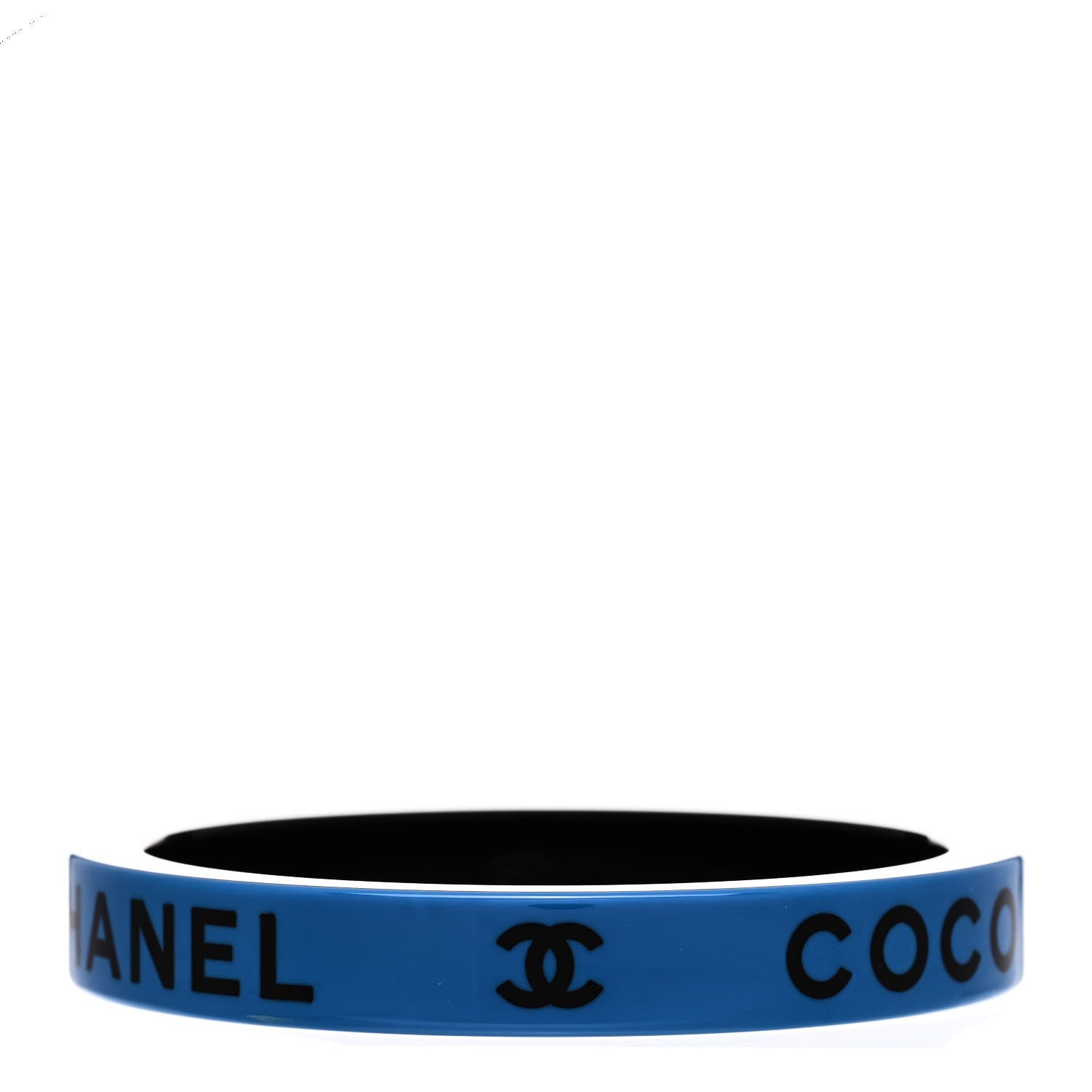 Chanel Resin Logo Bangle Bracelet Blue Black 1 of 5