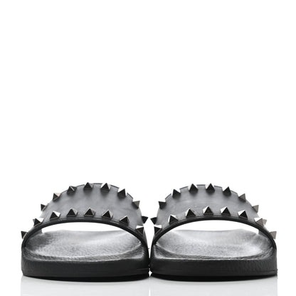 Valentino Garavani Rubber Rockstud Slide Sandals 38 Black 2 of 4
