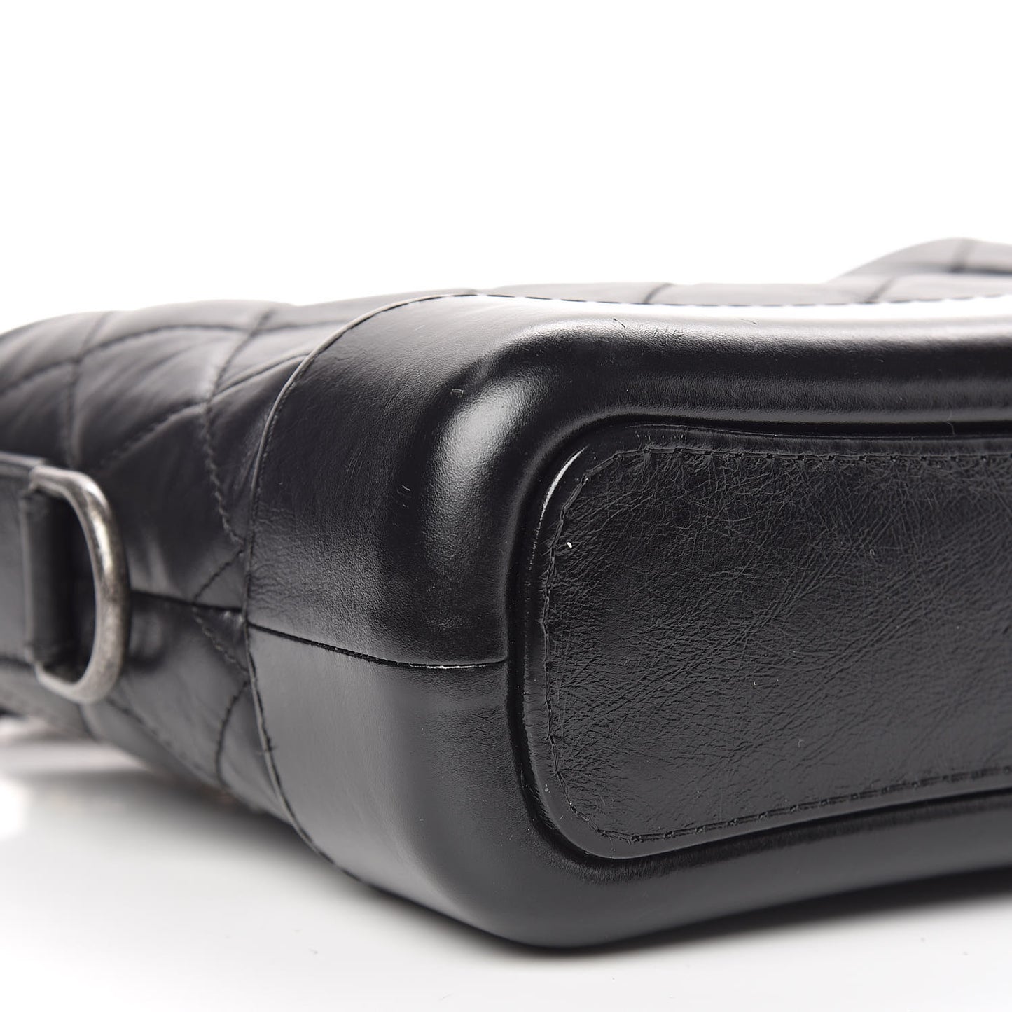 Aged Calfskin Quilted Small Gabrielle Hobo Black
