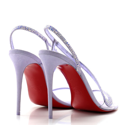 Christian Louboutin Suede Crystal Strass Rosalie 100 Sandals 40 Lilac Smoke 4 of 7