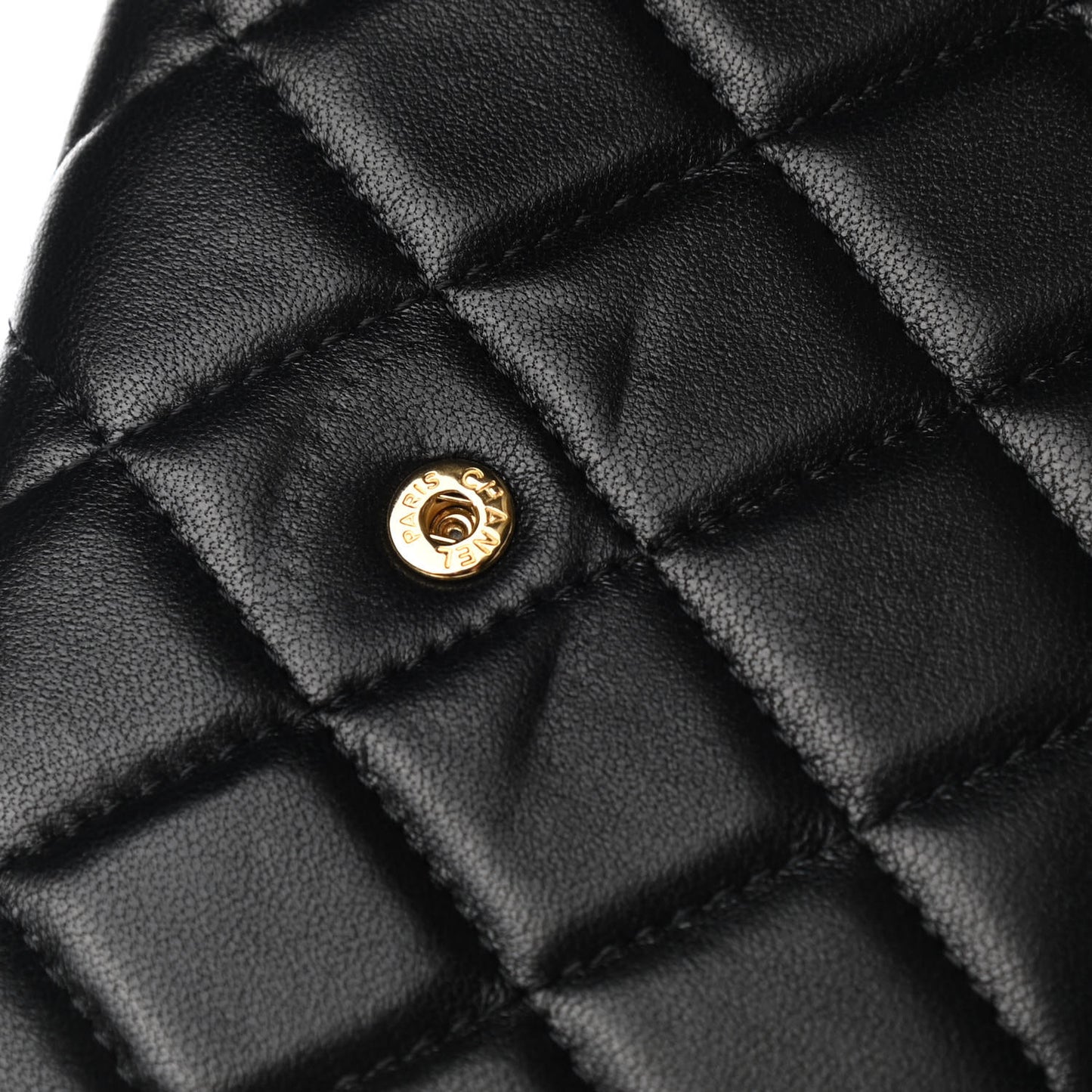 Lambskin Quilted Large Gusset Flap Wallet Black