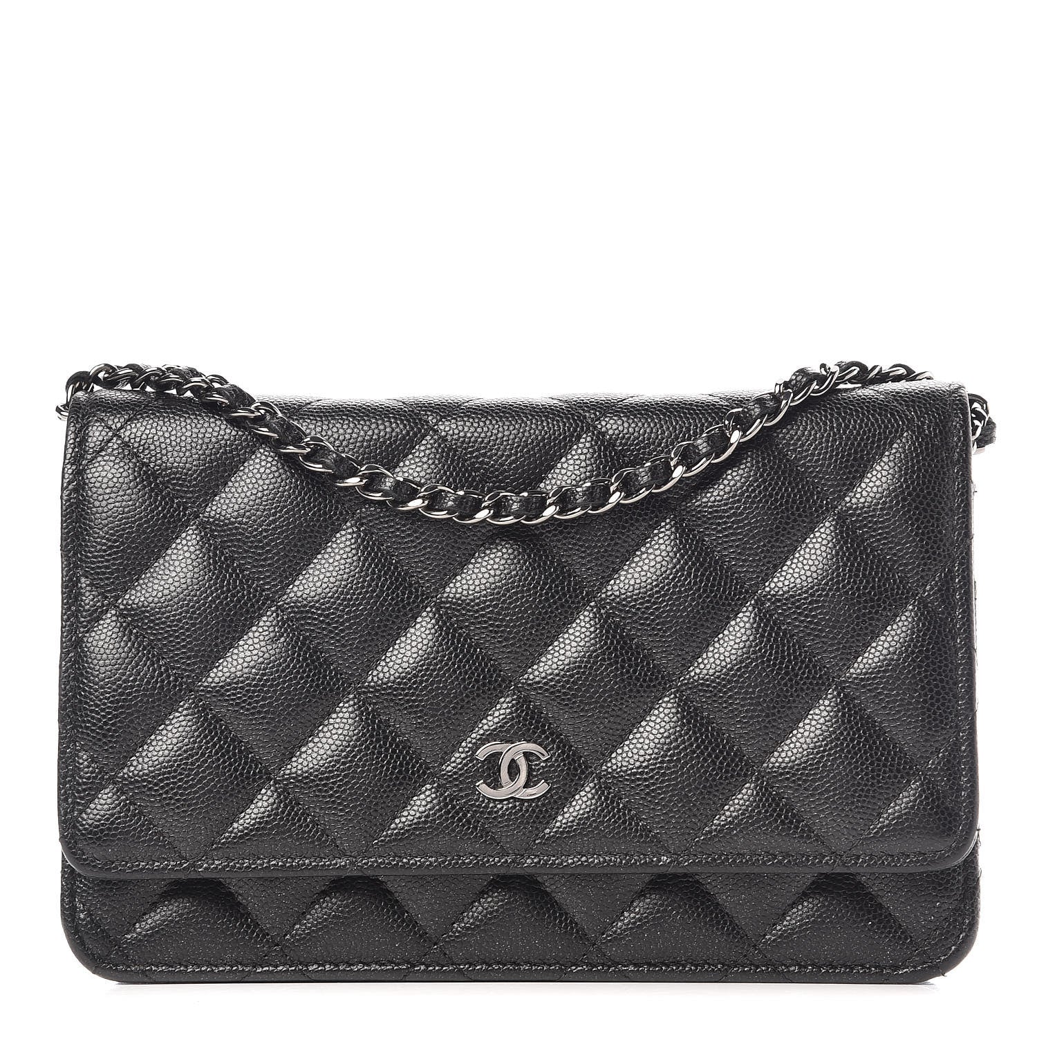 Chanel Iridescent Caviar Quilted Wallet On Chain WOC Black 1 of 11