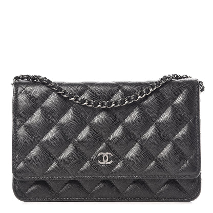 Chanel Iridescent Caviar Quilted Wallet On Chain WOC Black 1 of 11