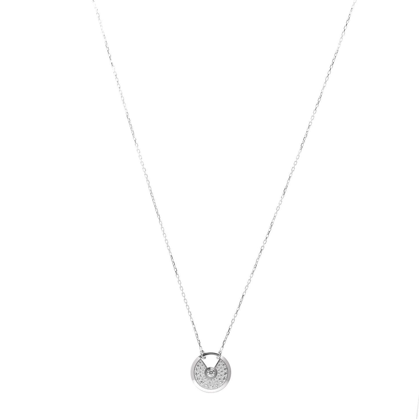 18K White Gold Diamond SM Amulette de Cartier Pendant Necklace