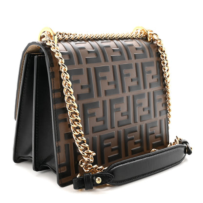 Fendi Vitello Liberty Bi-Color FF 1974 Embossed Small Kan U Shoulder Bag Maya Black 3 of 10