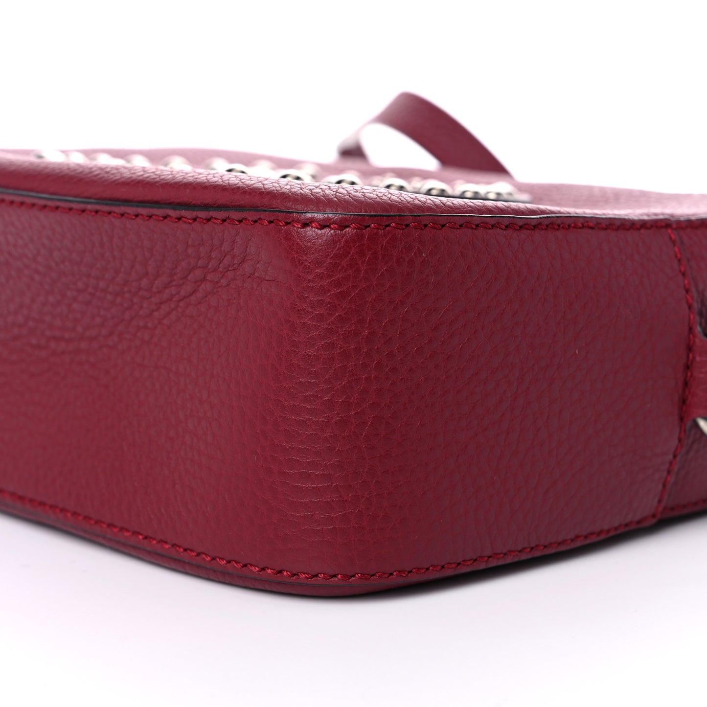 Pebbled Calfskin Studded Small Soho Disco Bag Soft Burgundy