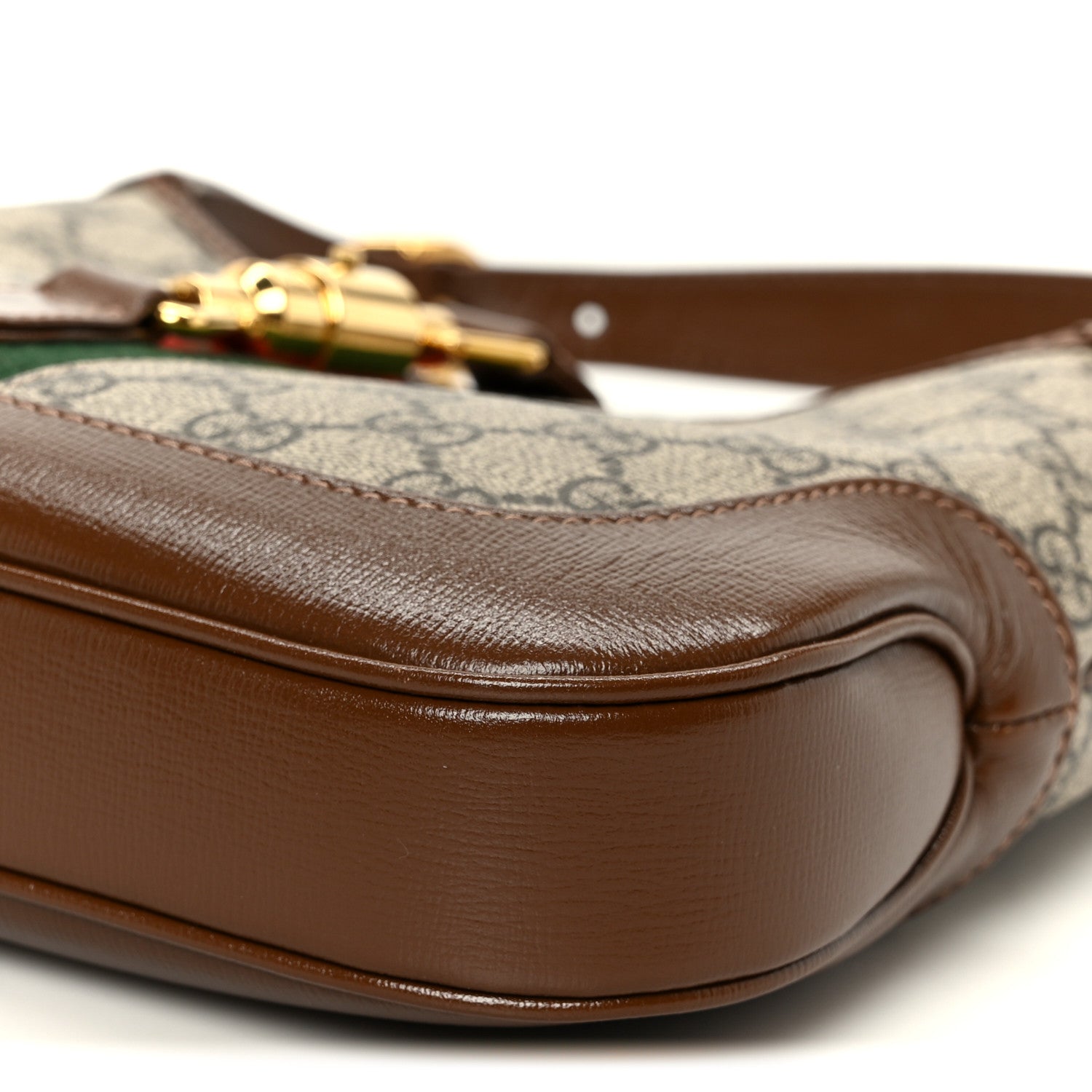 Gucci GG Supreme Monogram Azalea Calfskin Web Small Jackie 1961 Hobo Beige Ebony Brown Sugar 11 of 11