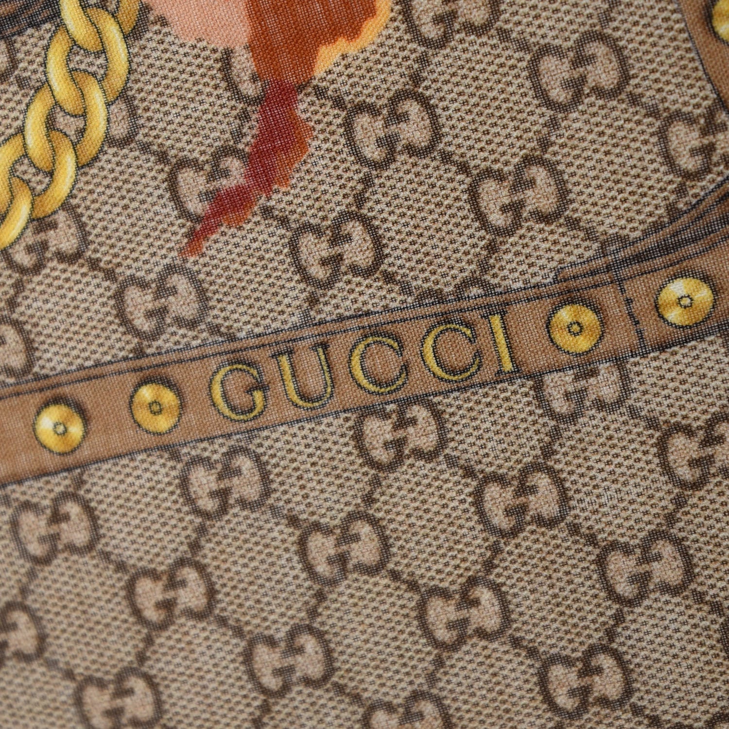 Gucci Wool Jacquard GG Monogram Big Panshie Fringe Shawl Sun Beige 4 of 6