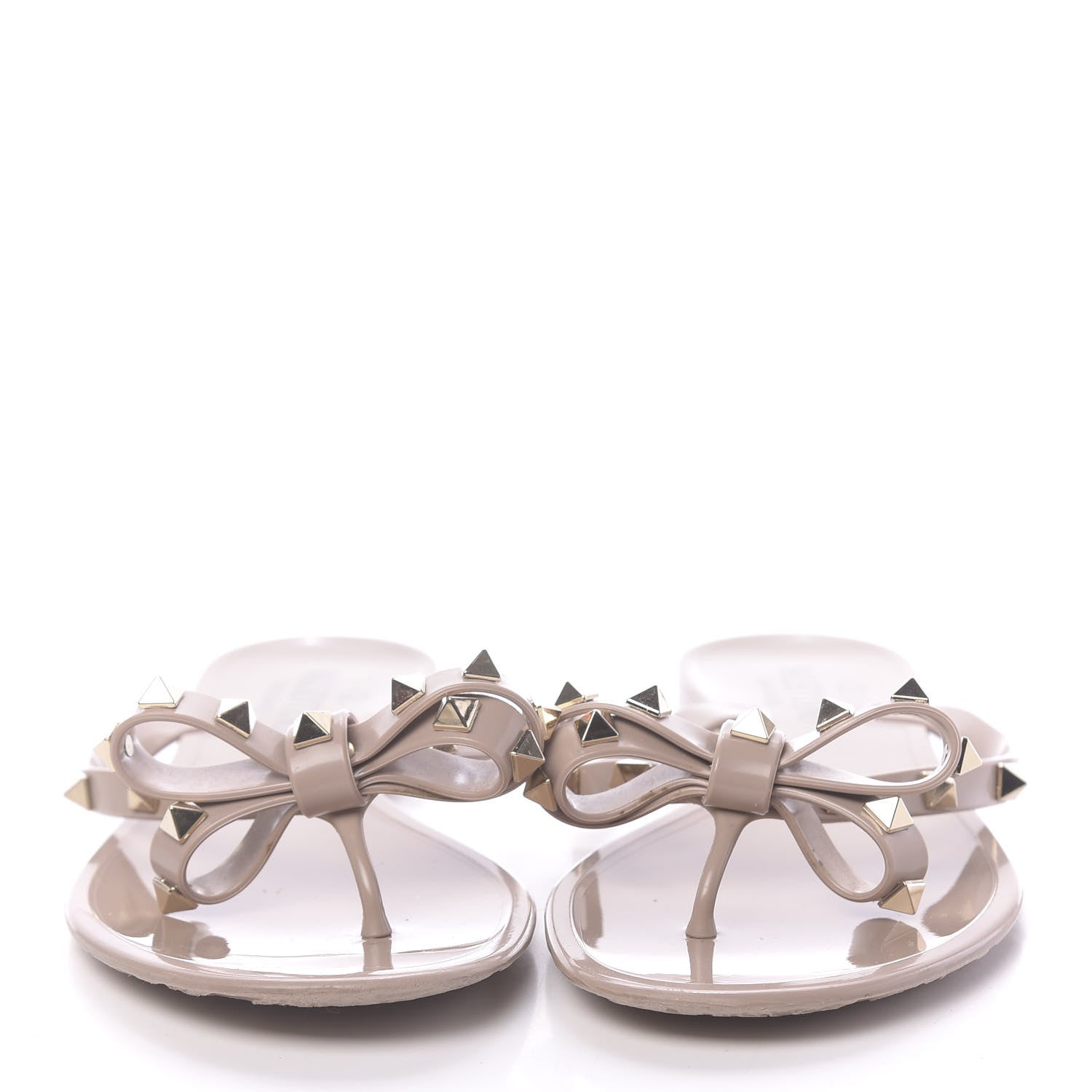 Valentino Garavani PVC Jelly Rockstud Bow Thong Sandals 39 Poudre 2 of 10
