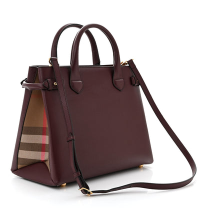 Burberry Derby Calfskin House Check Medium Banner Tote Mahogany Red 3 of 12