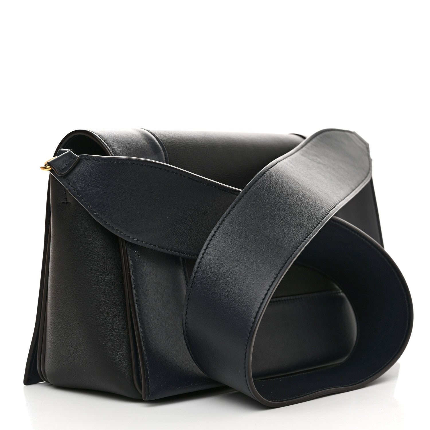 Celine Shiny Smooth Calfskin Medium Frame Shoulder Bag Black Navy 3 of 10
