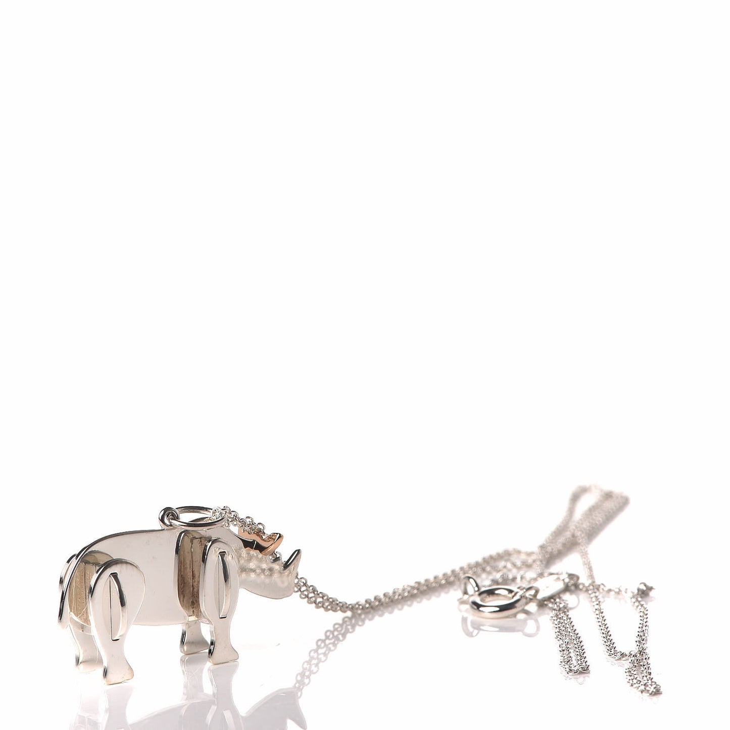 Sterling Silver 18K Rose Gold Save the Wild Rhino Pendant Necklace