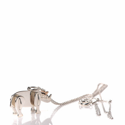 Tiffany Sterling Silver 18K Rose Gold Save the Wild Rhino Pendant Necklace 6 of 9