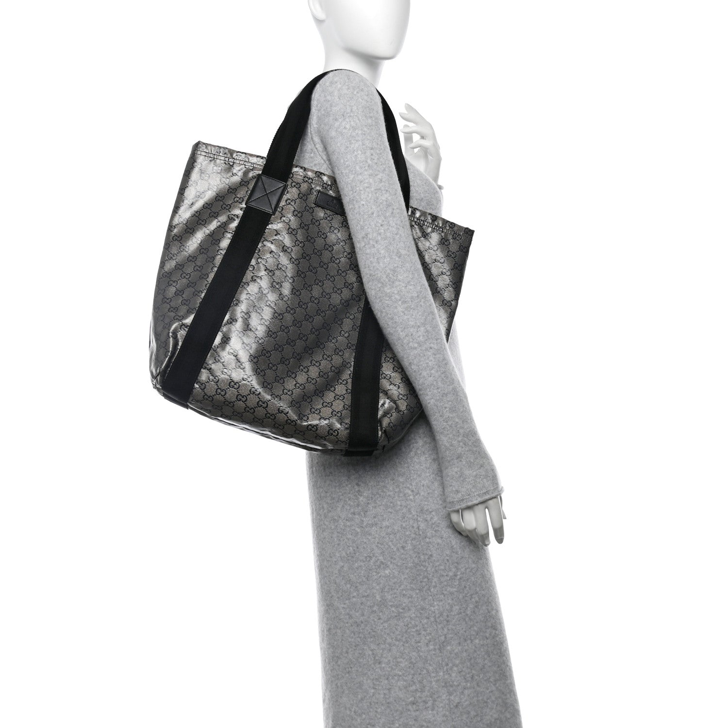 Gucci Crystal Monogram Medium Vertical Tote Black 2 of 11