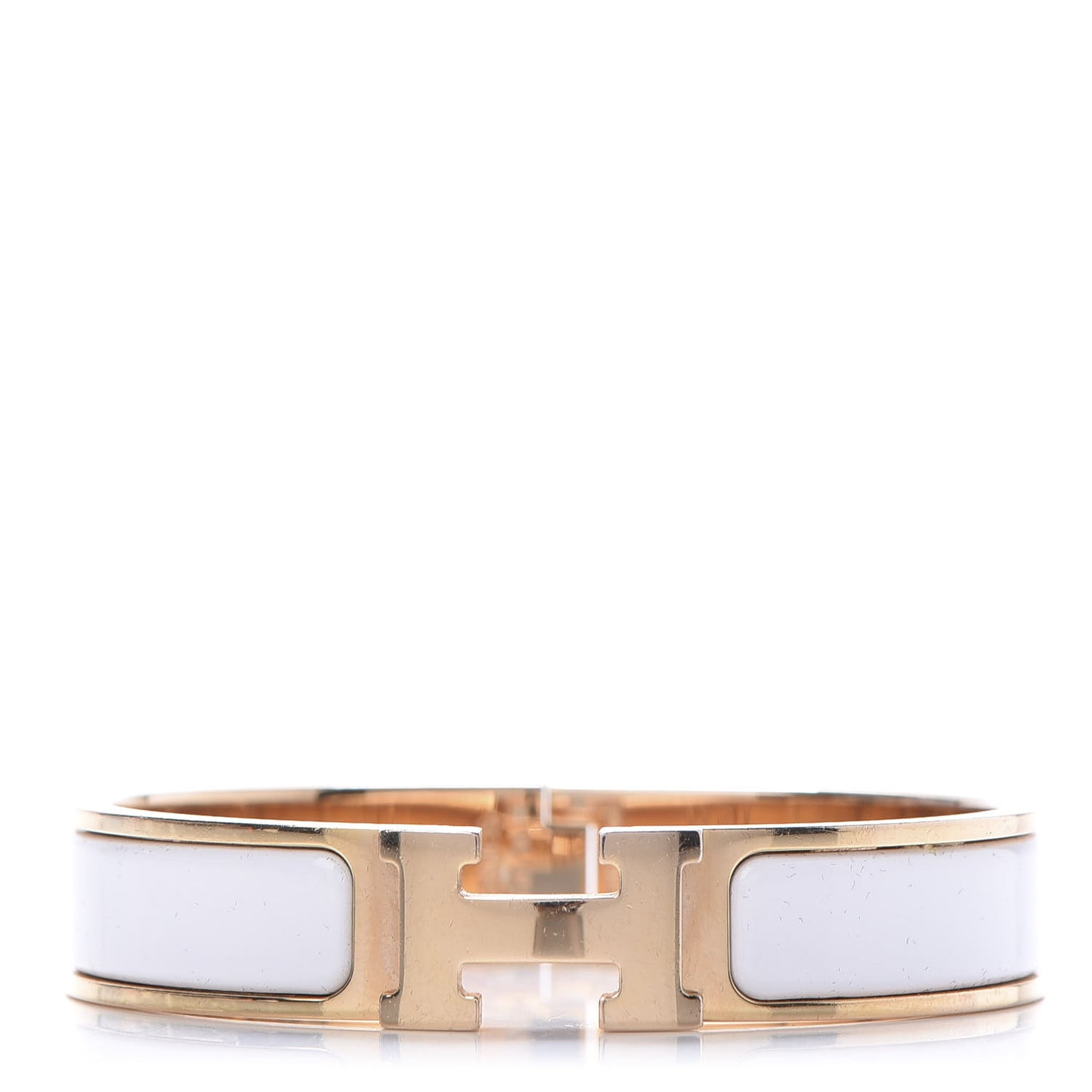 Enamel Narrow Clic Clac H Bracelet PM White