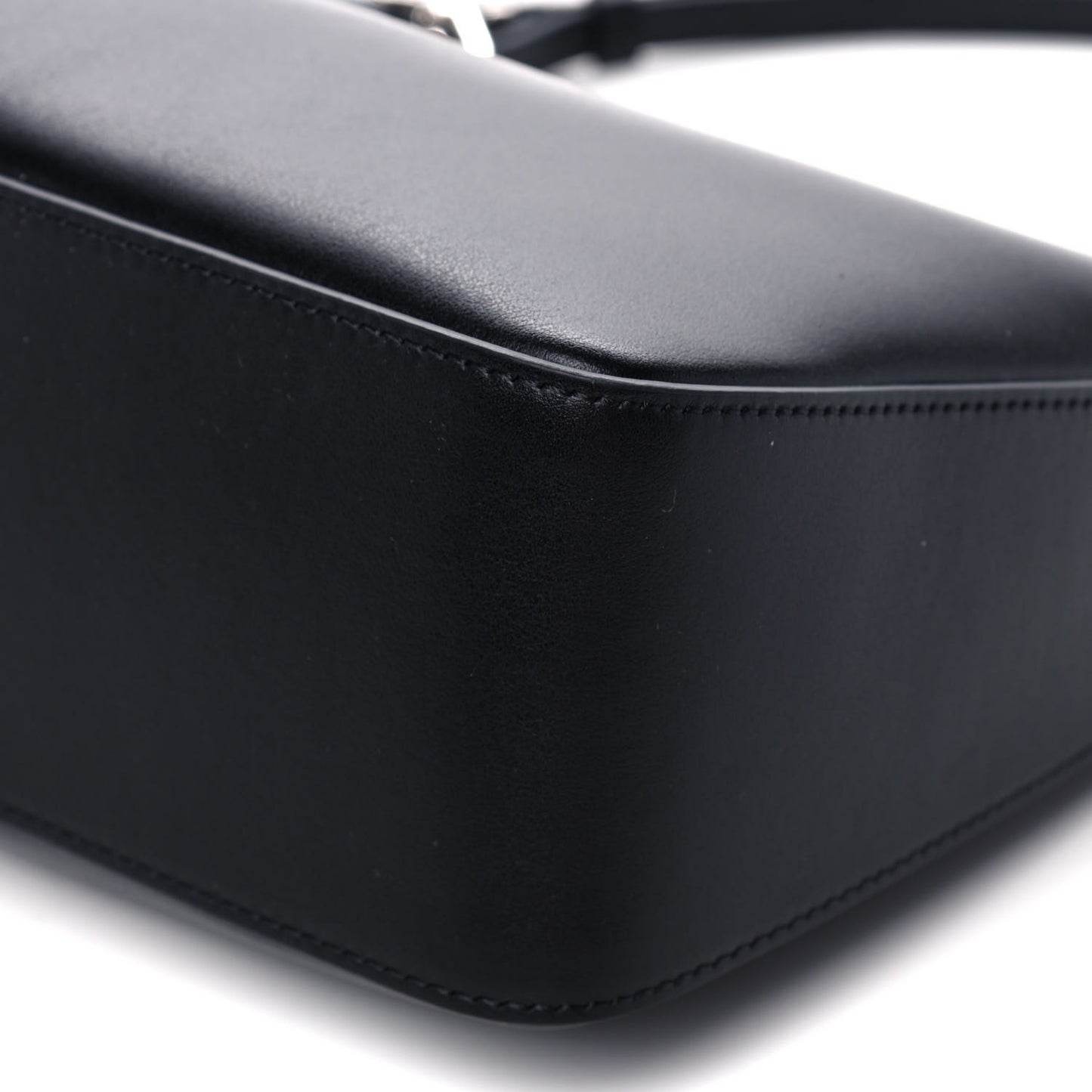 Smooth Calfskin Small Moon Cut Out Shoulder Bag Black