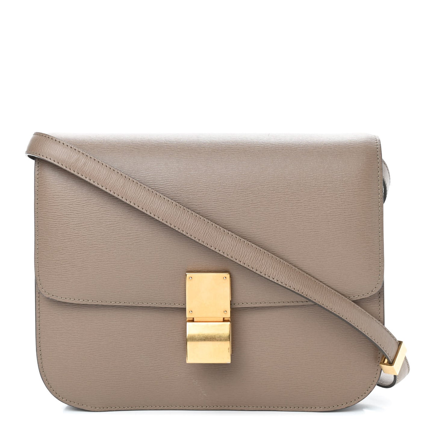 Liege Calfskin Medium Classic Box Flap Bag Taupe