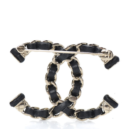 Chanel Lambskin Chain CC Brooch Black Gold 3 of 5