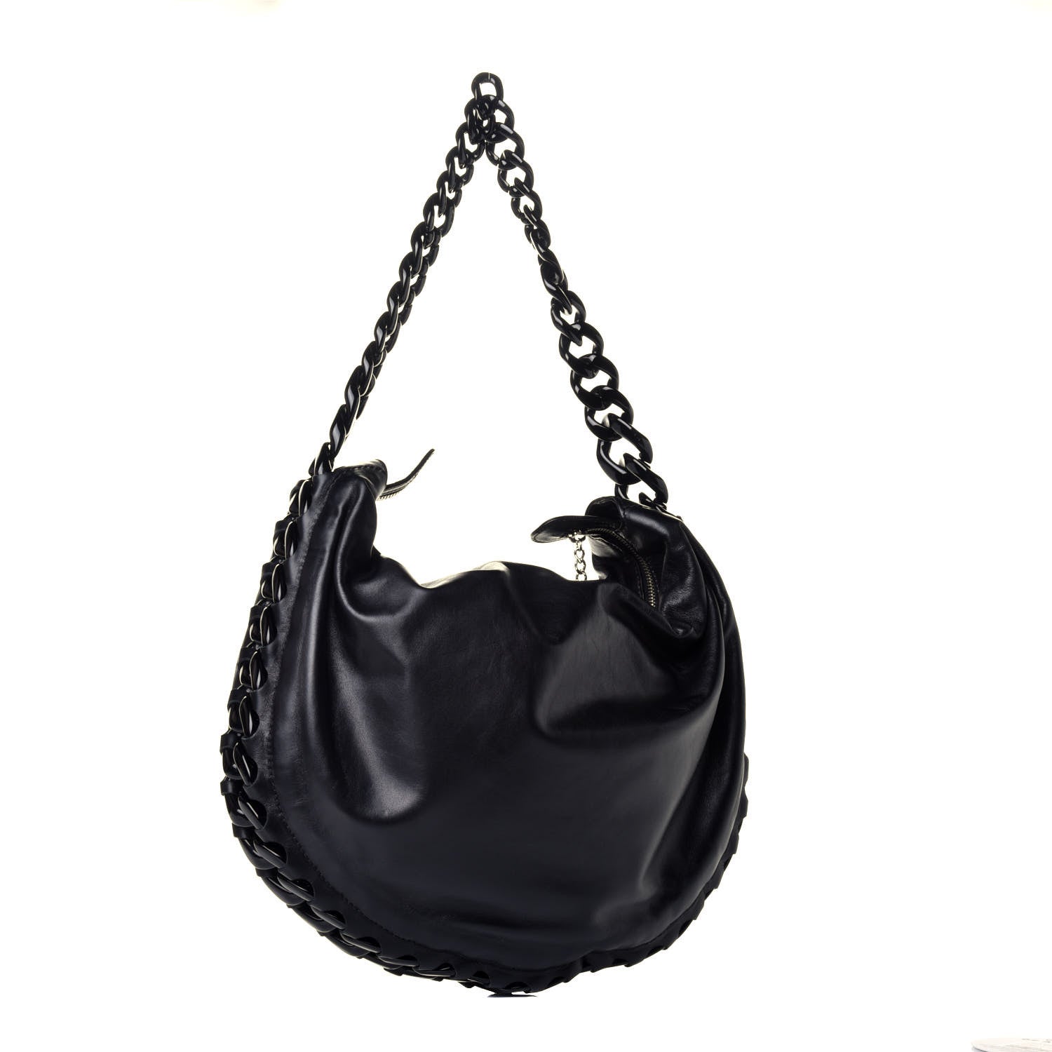 Chanel Calfskin Modern Chain Rhodoid Hobo Black 3 of 9