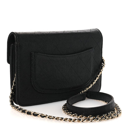 Chanel Grained Calfskin Quilted Cuba Wallet On Chain WOC Black 3 of 12