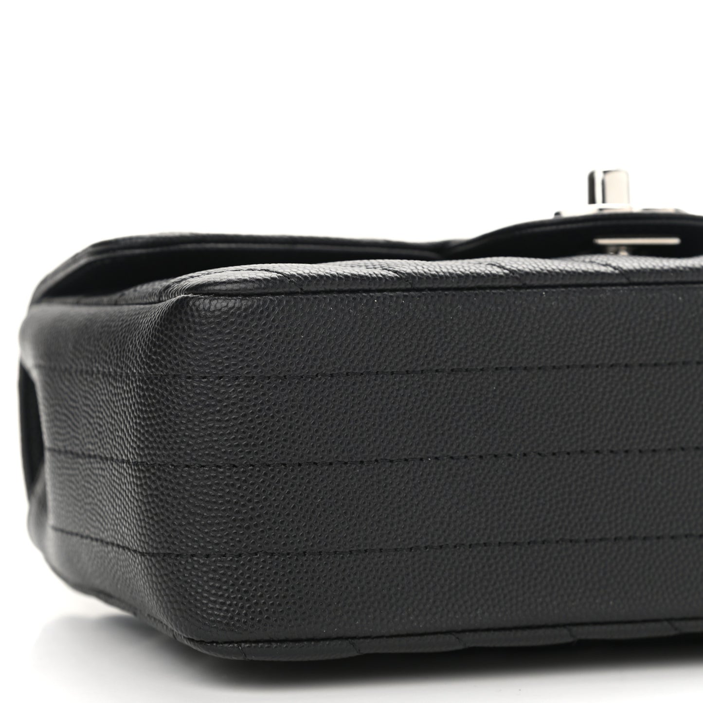 Caviar Chevron Quilted Mini Rectangular Flap Black