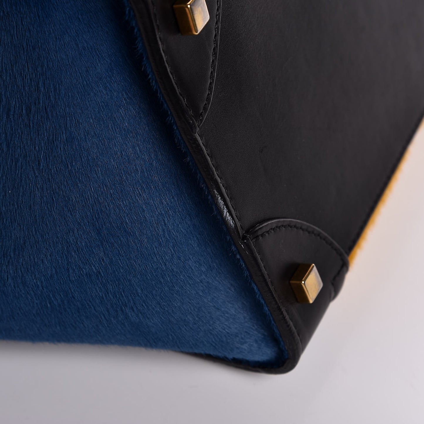 Pony Hair Mini Tri-Color Luggage Royal Blue