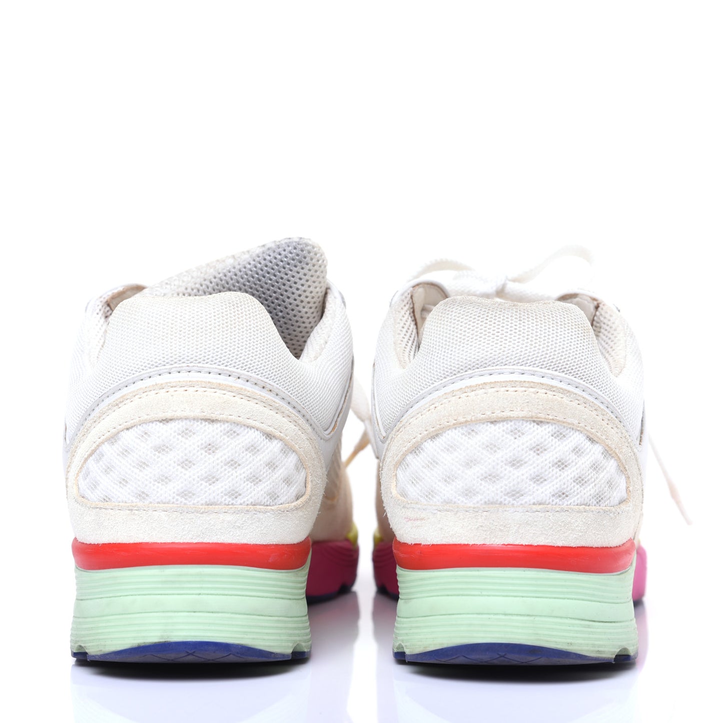 Suede Calfskin CC Sneakers 37 White Pink Green