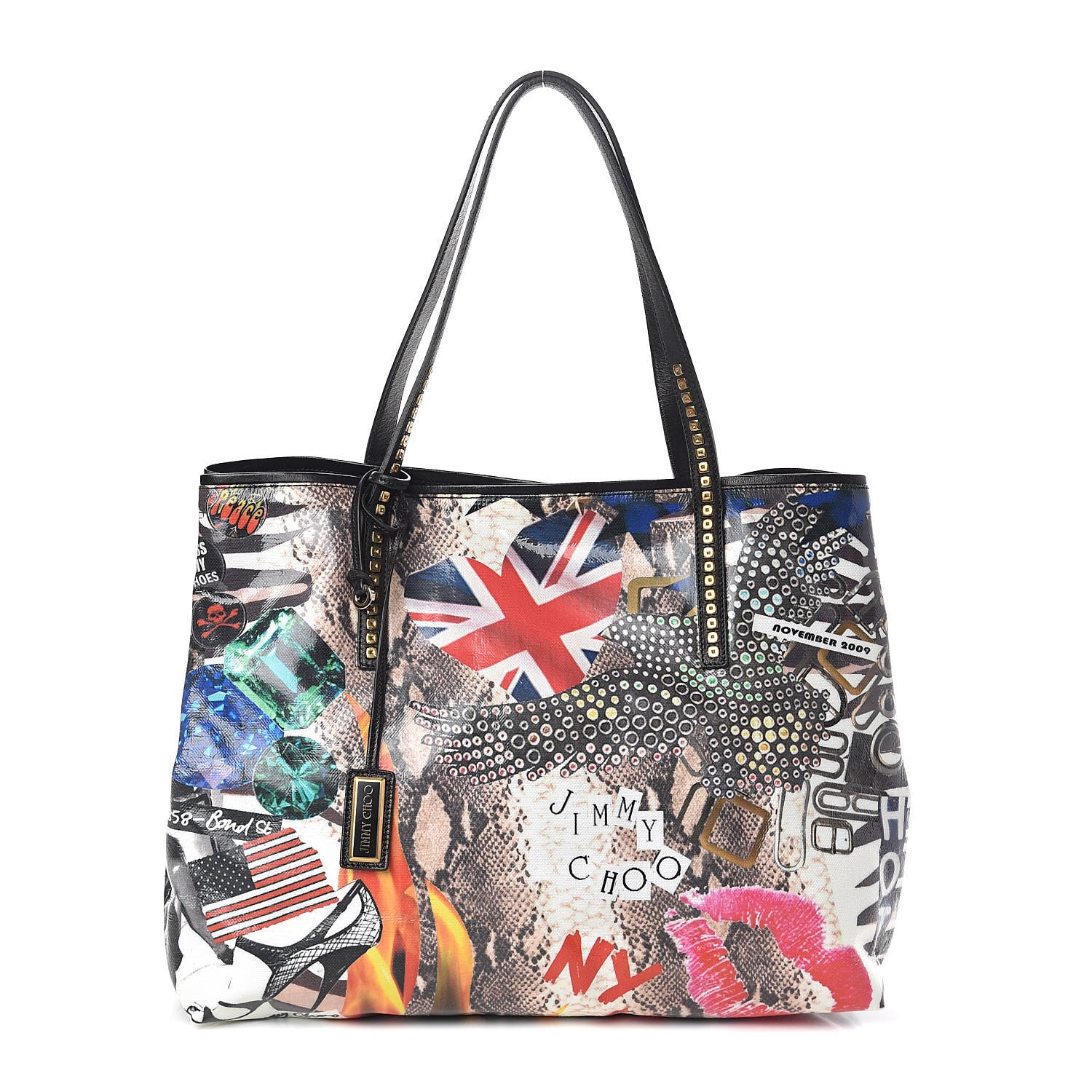 Jimmy Choo Glazed Canvas Project Pep Tote Black 1 of 9